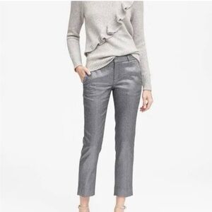 Banana Republic Avery Silver Metallic Ankle Pants Size 4